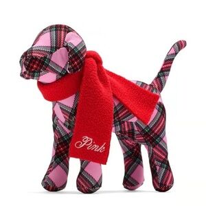 PINK 2025 Plaid Plush Dog with Scarf OS